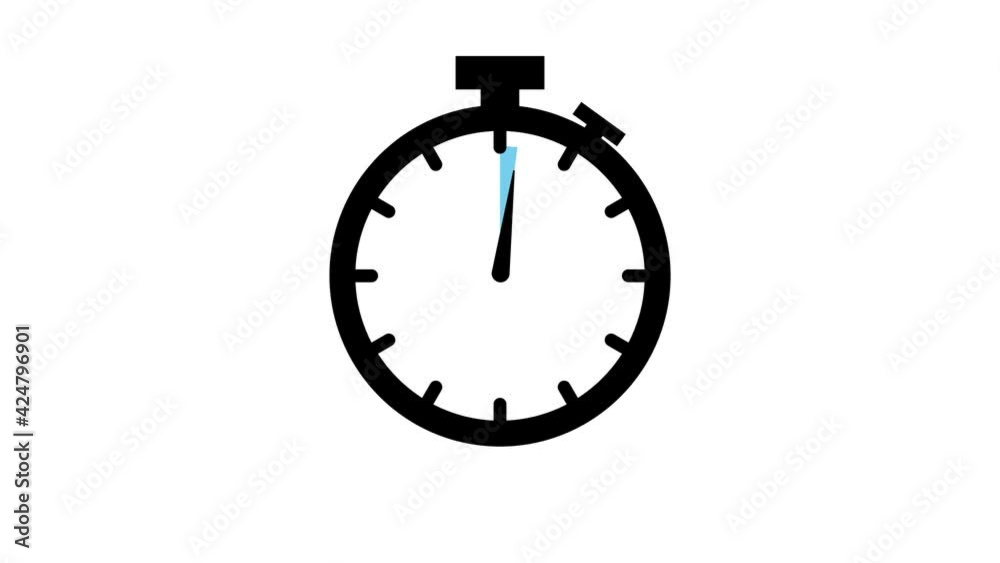 The 10 minutes, stopwatch icon. Stopwatch icon in flat style, timer on on color background. Motion graphics.
