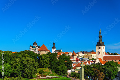 summer panorama of Old Town in Tallinn  Estonia