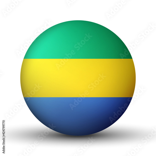 Free Download Glass light ball with flag of Gabon. Round sphere, template icon. National symbol. Glossy realistic ball, 3D abstract vector illustration highlighted on a white background. Big bubble - GFXLoad