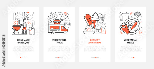 Street food - modern line design style web banners