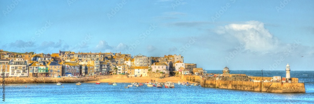 St Ives Cornwall harbour with boats popular travel destination in UK