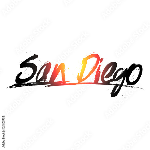 Colorful san diego graffiti text vector