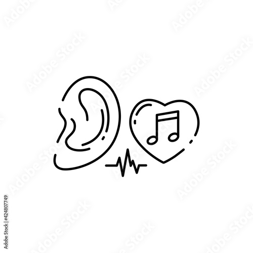 Asmr color line icon. Autonomous sensory meridian response, sound waves as a symbol of enjoying sounds. Editable stroke.