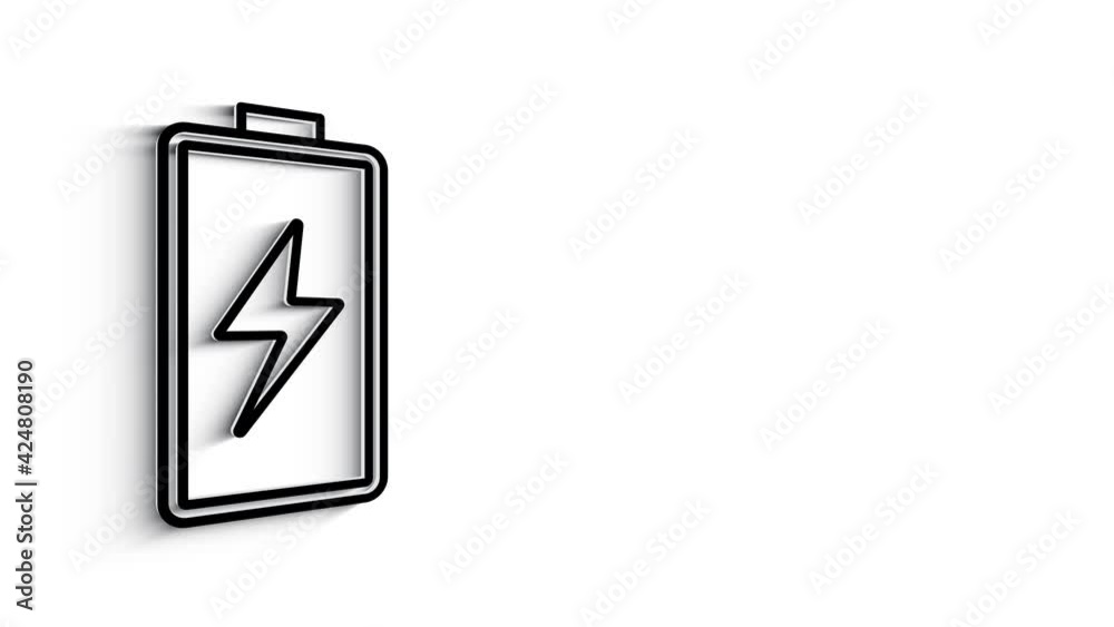 3D Line Icon battery charge Animation on white background. 4k 3D Line Icon battery charge Animation on white background. 4k