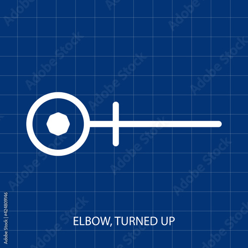 ELBOW TURNED UP VECTOR SYMBOL OF PUMPING SYSTEM MECHANICAL SYSTEM