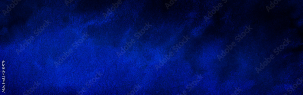 Bright blue abstract background. Colorful background with copy space for design. Wide banner. Panorama.