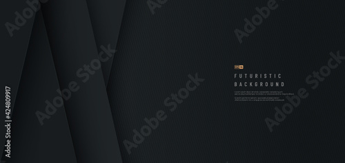 Abstract black geometric shape overlaping layer, black line texture background. Design for presentation, banner, cover, web, flyer, card, poster, game. Vector illustration