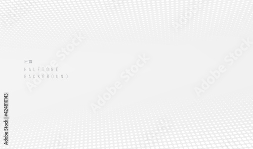 Abstract pattern dots banner, white and grey color halftone perspective background. Simple flat design with copy space. Minimal and modern banner design. Vector illustration