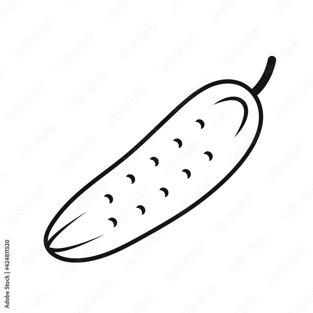  simple linear image vector graphics abstract logo icon cucumber pumpkin isolated black on white background