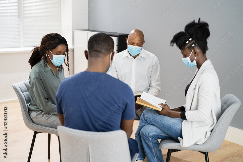 Group Of People Study Religious Book With Preacher Group Of People Study Religious Book With Preacher