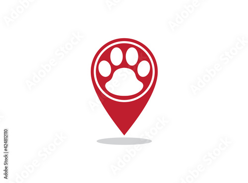 Free Download Paw and map pointer logo combination. Pet gps locator symbol or icon. Unique vet and pin logotype design vector - GFXLoad