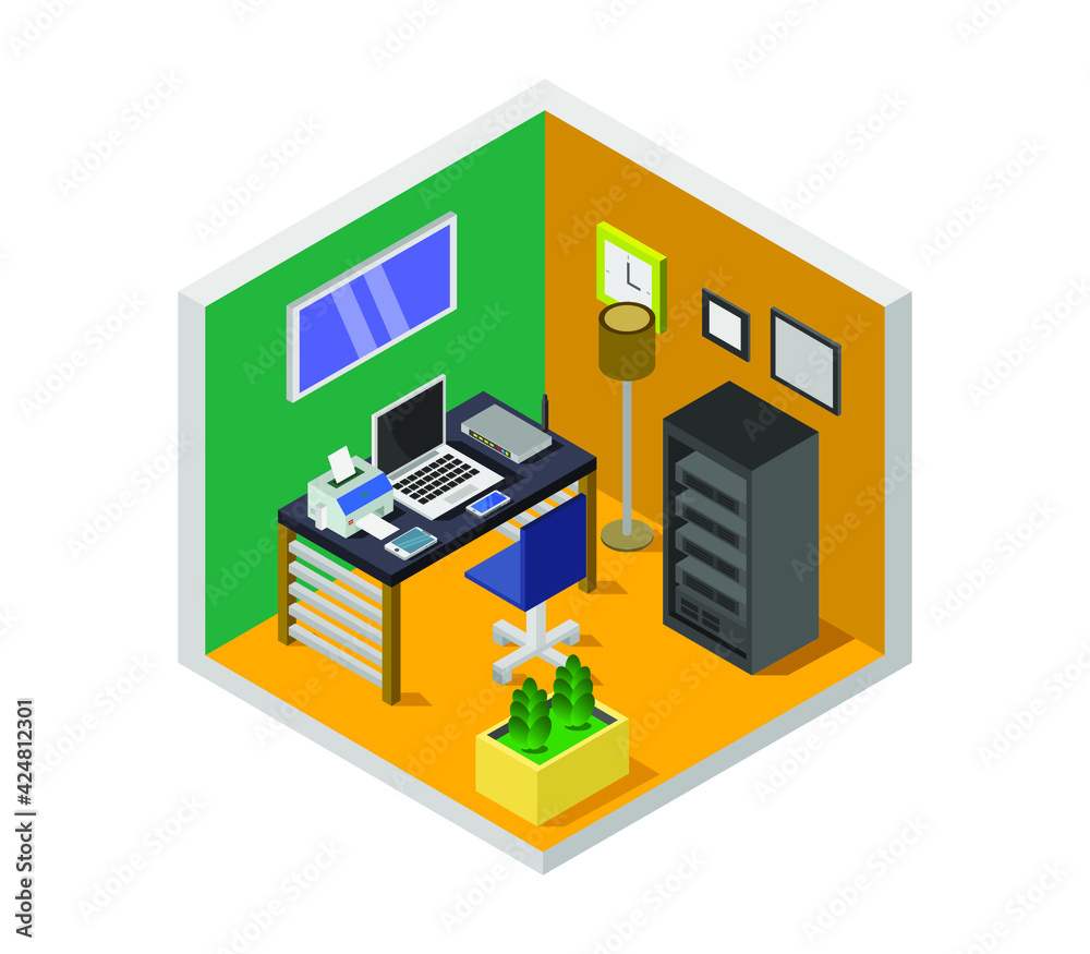 Isometric office room Isometric office room