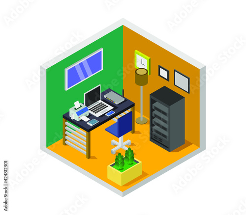 Isometric office room