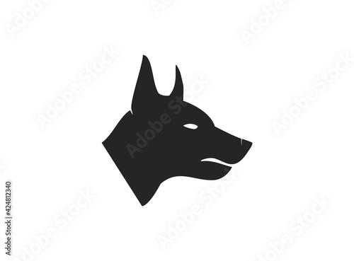 dog head logo Doberman silhouette icon vector pet veterinary symbol animal design template