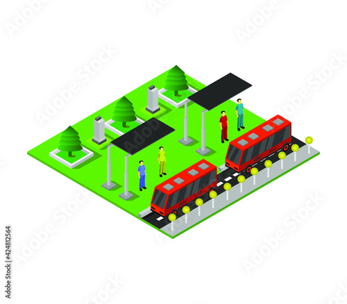 Isometric bus station