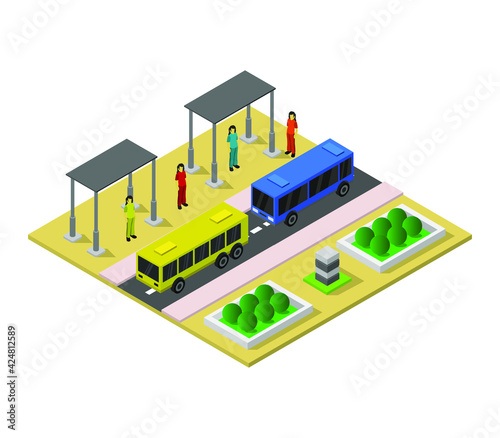 Isometric bus station