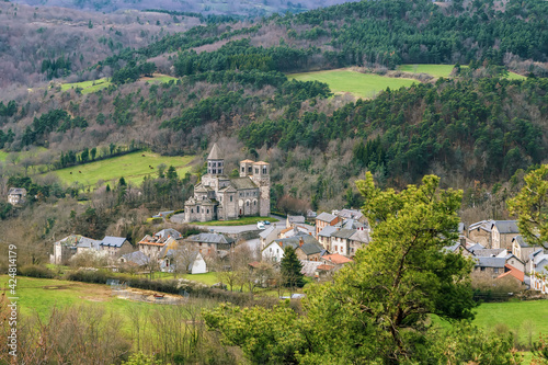 Landscape with Saint-Nectaire Church  France
