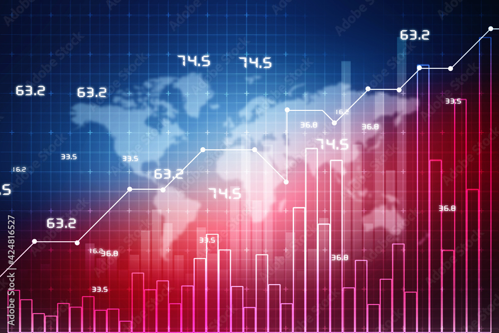 2d rendering Stock market online business concept. business Graph 