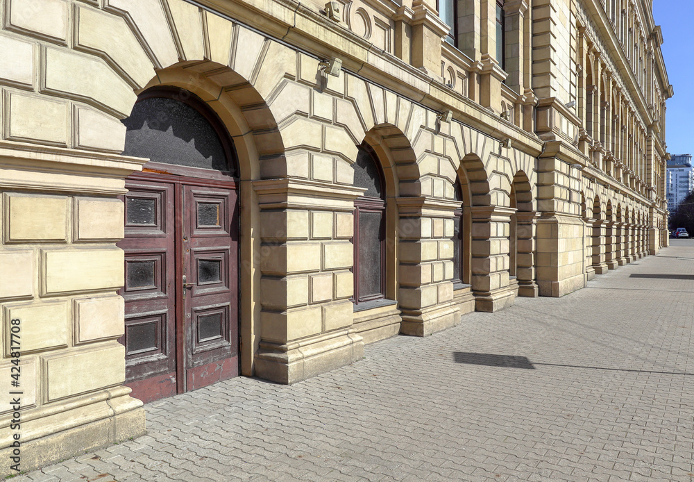 Facade of the building of the stock exchange in Kaliningrad. Tourist attraction of the city Facade of the building of the stock exchange in Kaliningrad. Tourist attraction of the city
