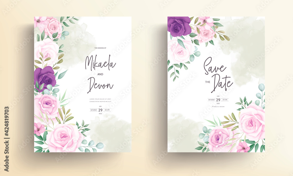 Beautiful wedding invitation designs with beautiful flower ornaments
