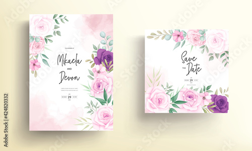 Beautiful wedding invitation designs with beautiful flower ornaments © darren