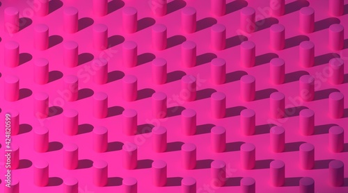 Pink pattern  abstract tubes  cylinders 3d render background