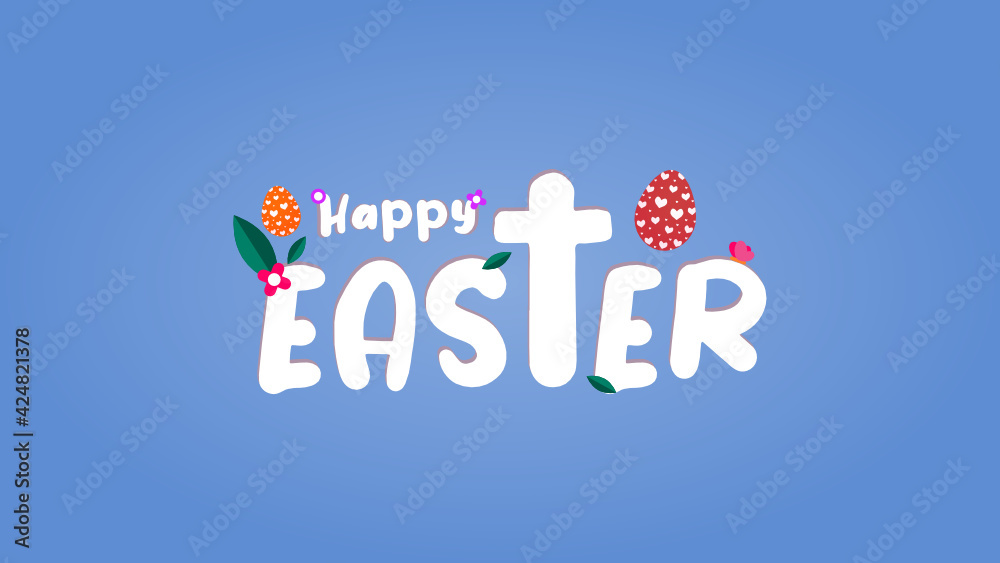 Fototapeta premium Happy Easter with ornament like as egg, leaf, flower and anymore.