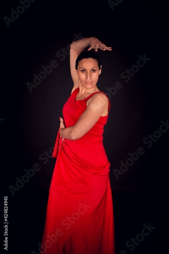 flamenco woman red skirt and look
