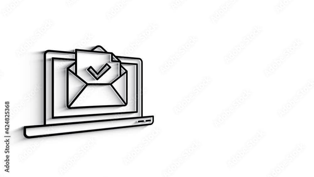 3D Line Icon envelope Animation on white background. 4k 3D Line Icon envelope Animation on white background. 4k