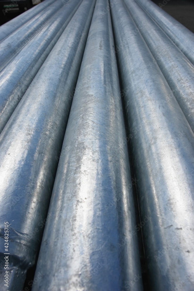 Obraz premium Stack of steel pipes.