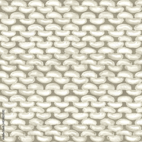 Obraz na plátně White realistic knitted seamless pattern