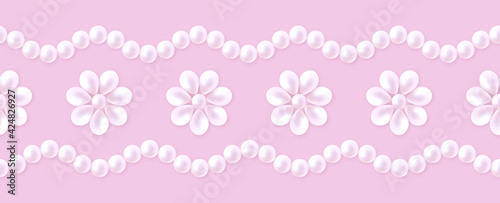 Pastel seamless border with pink pearl pattern