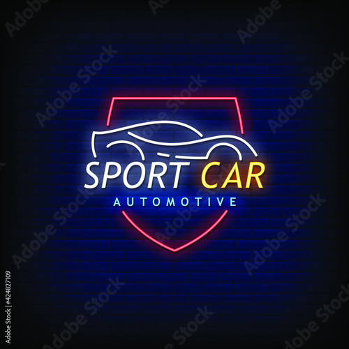 Sport Car Neon Signs Style Text Vector
