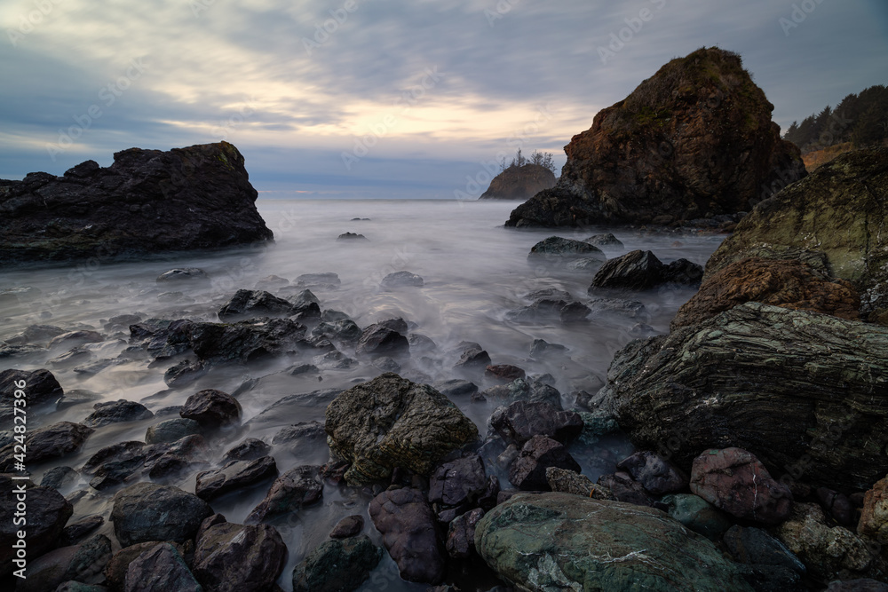 Sunset at a Rocky Beach, Northern California Coast