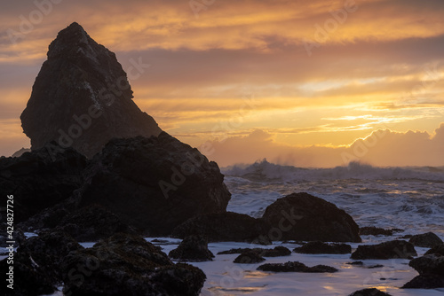 Sunset at a Rocky Beach, Northern California Coast