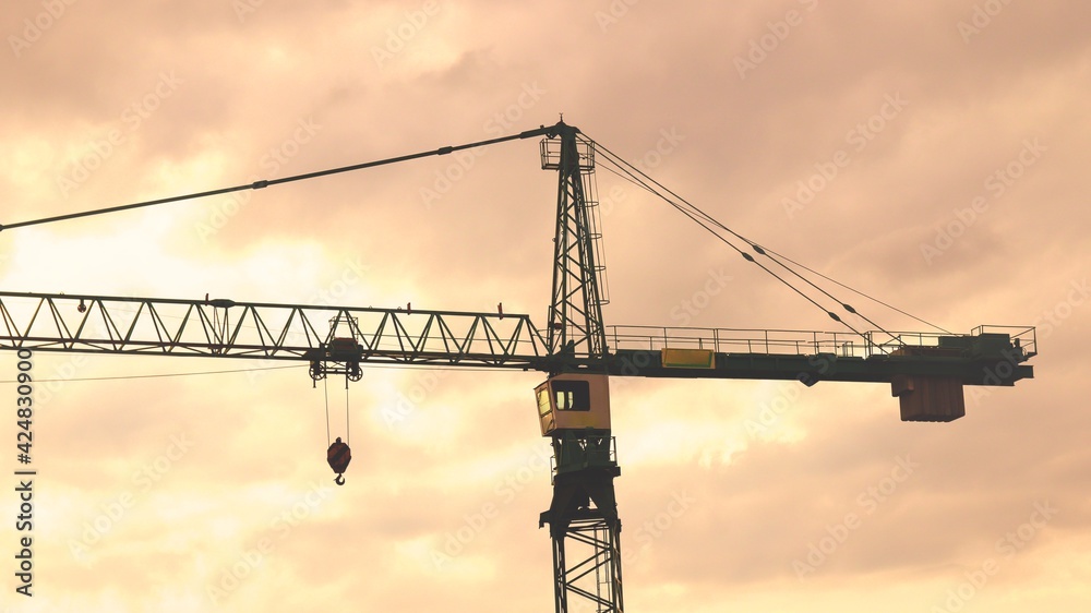 A crane in the warming sunset at Brno, Czech republic A crane in the warming sunset at Brno, Czech republic