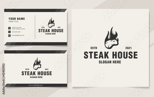Vintage steak house logo template monogram style