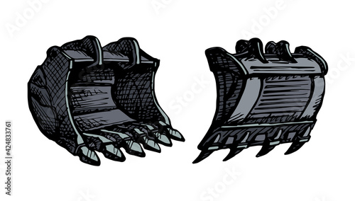 Building bucket for digging. Vector drawing