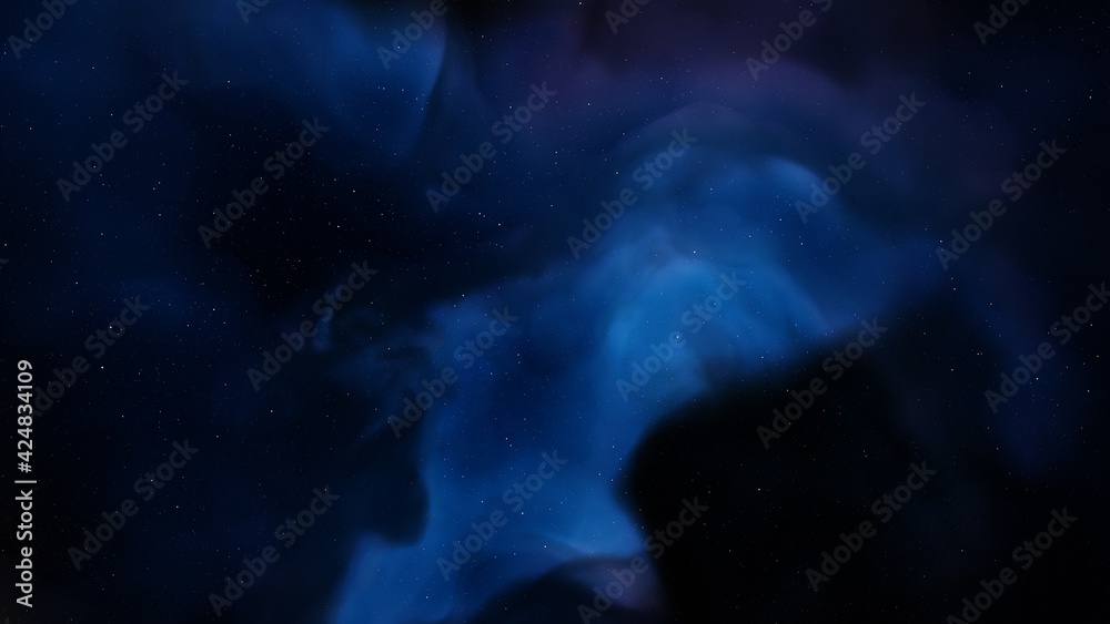 abstract colorful background, nebula gas cloud in deep outer space, science fiction illustrarion 3d render