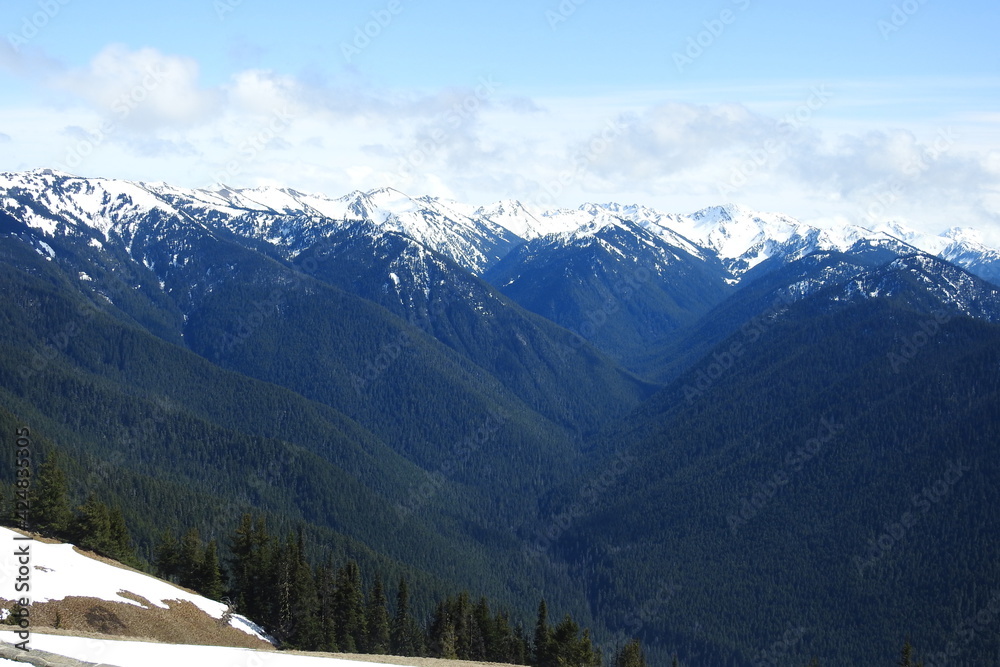 The beautiful scenery of the Olympic Mountains in the Pacific Northwest, Olympic National Park, Washington State.