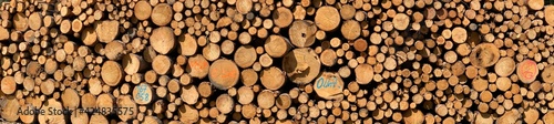 Panorama of a stack of wood