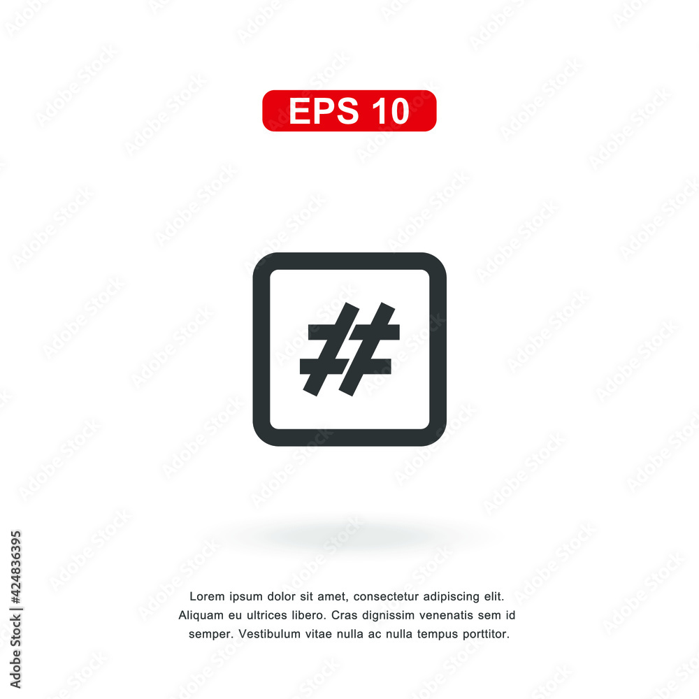 Fototapeta premium web icon hastag sign isolated on white background. Simple vector illustration.