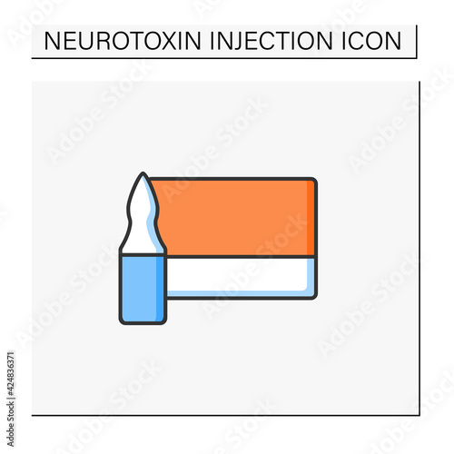 Cosmetic injection color icon.Full medicine vial.Vaccination.Packaging with beauty injections.Cosmetic procedure concept.Isolated vector illustration