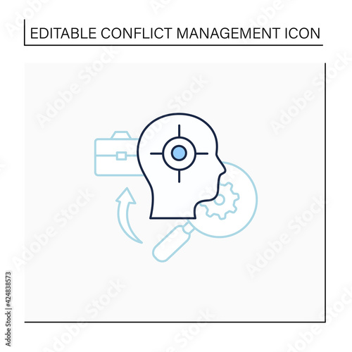 Identifying triggers line icon. Find problems. Identify overwhelming sadness, anxiety, panic. Conflict management concept. Isolated vector illustration. Editable stroke