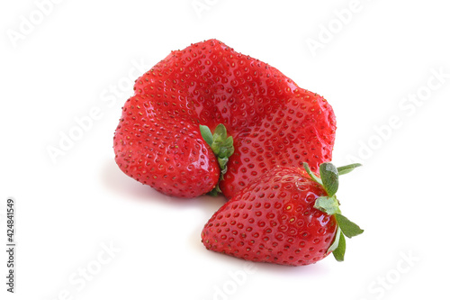 Two strawberries isolated on white