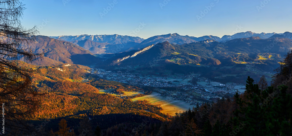 Beautiful view of the village in Austria. Bad Goisern, Upper Austria. 