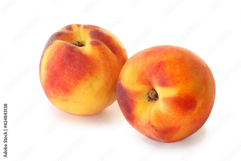 Two peaches isolated on white background Two peaches isolated on white background