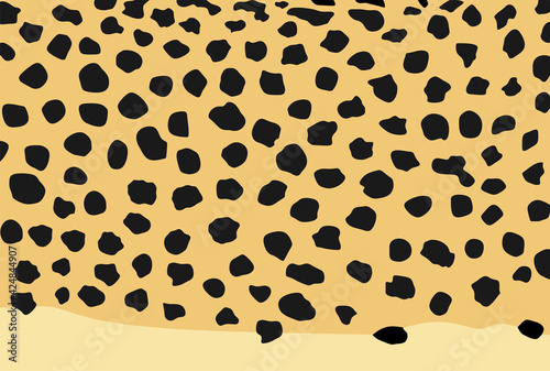 Cheetah skin pattern vector illustration. Fashion animal print. African animal texture. Cheetah fur background flag.