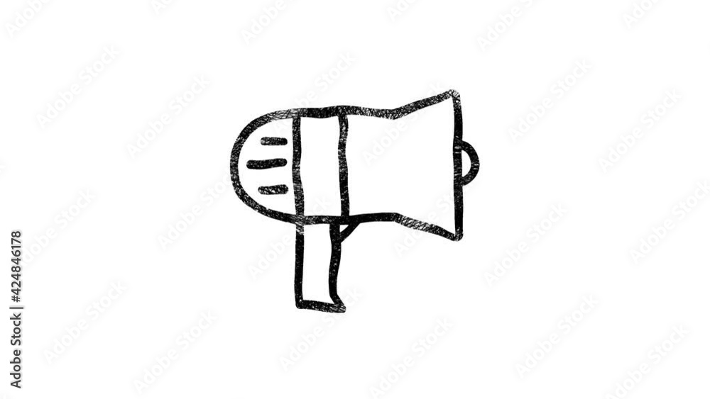 megaphone icon in hand draw style. Motion graphics megaphone icon in hand draw style. Motion graphics