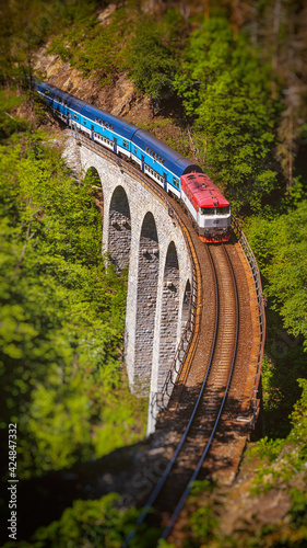 Train on Zampach viaduct, Czech Republic photo